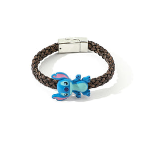 Braided blue Stitch Leather Bracelet